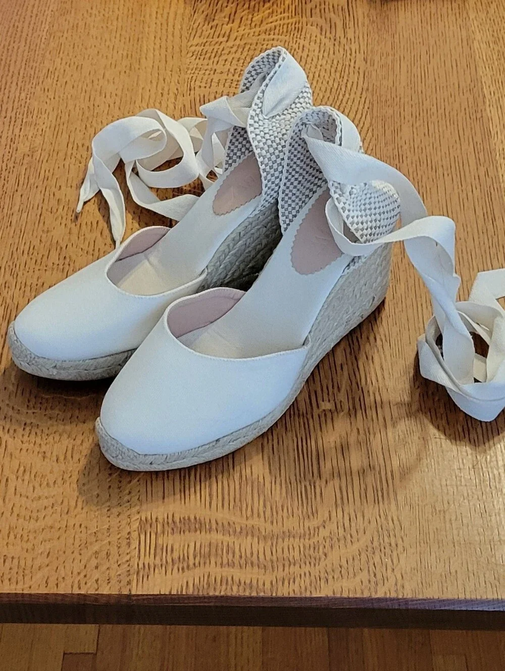 J. Crew Made-in-Spain Lace-up High Heel Espadrilles - Ivory